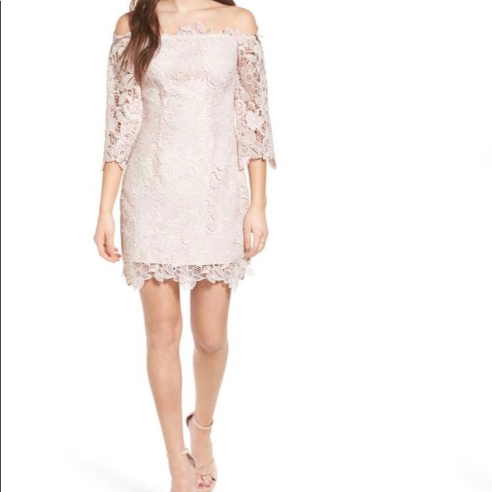 ASTR The Label Lace Off-Shoulder Mini Dress - Pink
